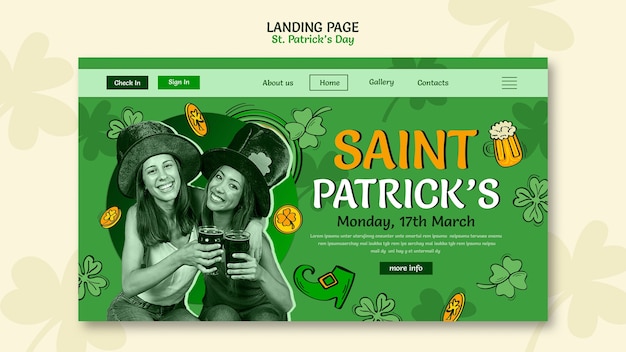 Free PSD st patrick's day celebration landing page