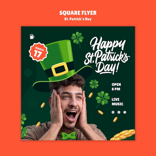 St patrick's day celebration  square flyer