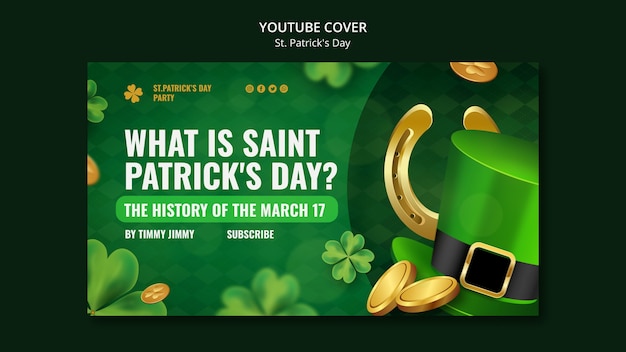 PSD gratuito la copertina di youtube della celebrazione del giorno di san patrizio.