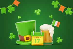 PSD gratuito st. patrick's day sullo sfondo della natura morta