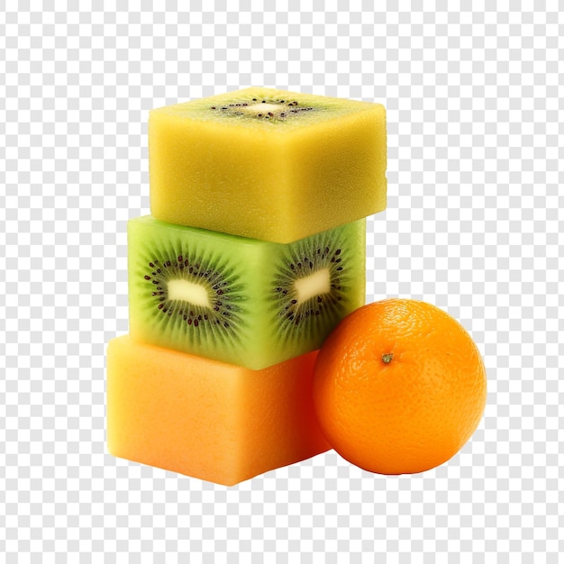 Free PSD a stack of cubes of kiwi and oranges isolated on transparent background