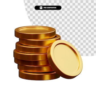 Стек золотых монет в 3d-рендеринге изолированы