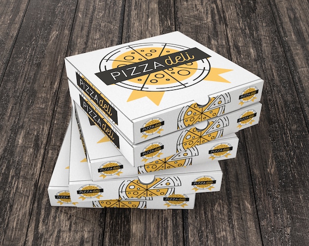 Сложенный макет коробки для пиццы Бесплатные Psd