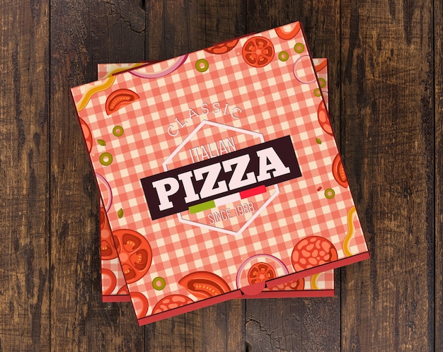 Упакованный макет ящиков для пиццы Бесплатные Psd