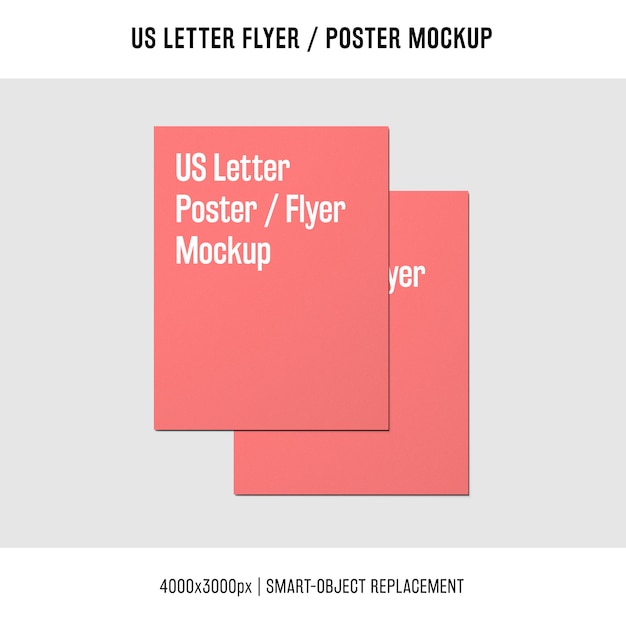 Free PSD stacked us letter flyer or poster mockup