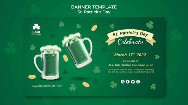 Free PSD stain patrick's day banner template