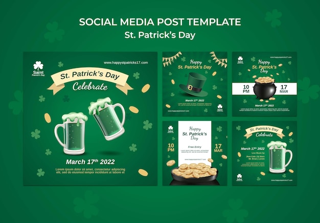 Free PSD stain patrick's day instagram post template