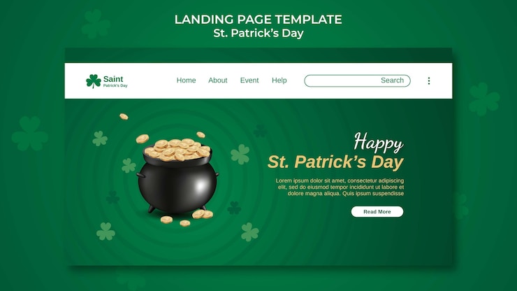 मुफ़्त PSD stain patrick's day landing page template