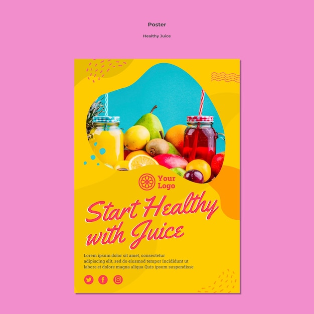 Start healthy with juice poster template