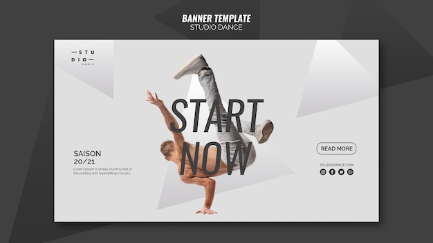 Free PSD start now studio dance banner template