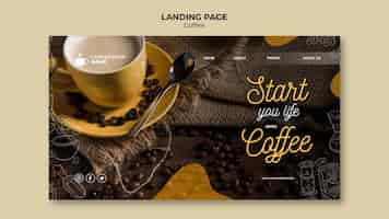 Free PSD start your life with coffee landing page