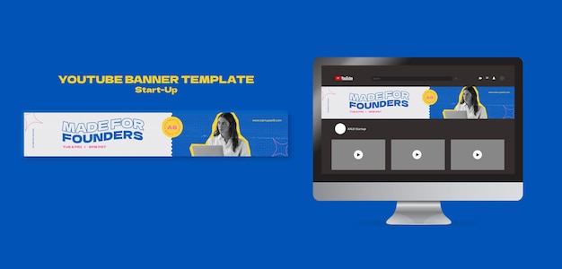 Free PSD startup youtube banner card design template