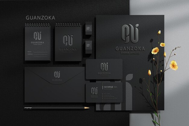 Download Free Psd Elegant Dark And Copper Branding Stationery Psd Mockup