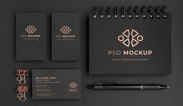 Stationery dark and copper mockup