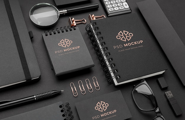 Stationery dark and copper mockup