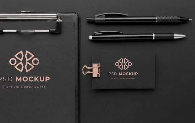 Stationery dark and copper mockup