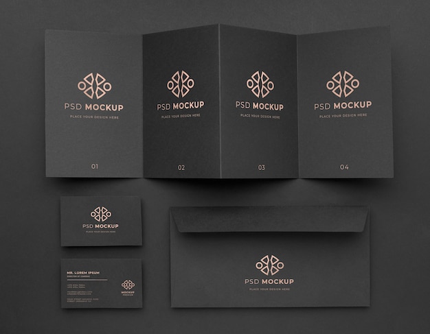 Stationery dark and copper mockup