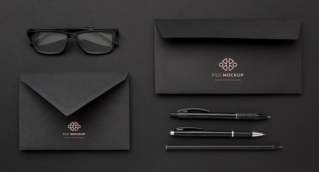 Stationery dark and copper mockup