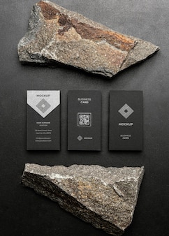 Stationery mock-up with dark rugged rock