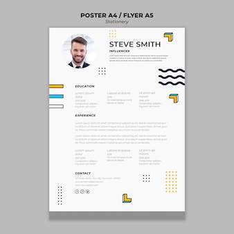 Stationery poster template curriculum vitae