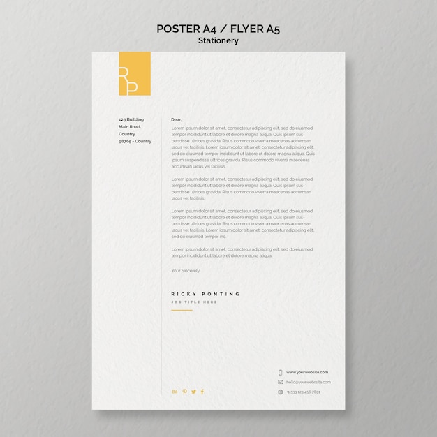 Stationery Poster Template – Free PSD Download