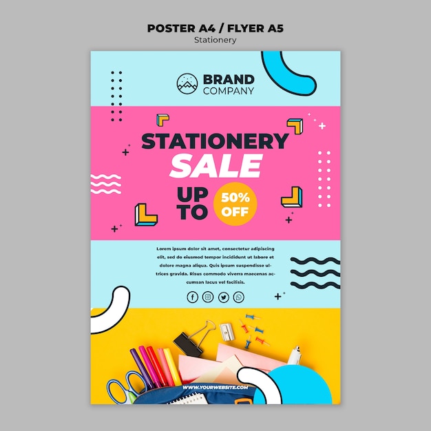 Free PSD stationery sale concept flyer