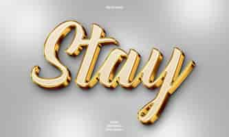 Free PSD stay 3d editable text effect