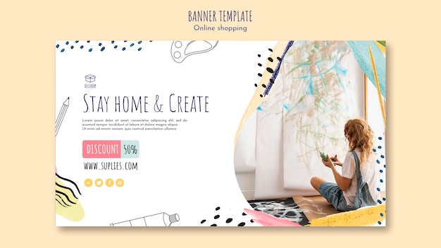 Stay home and create banner template