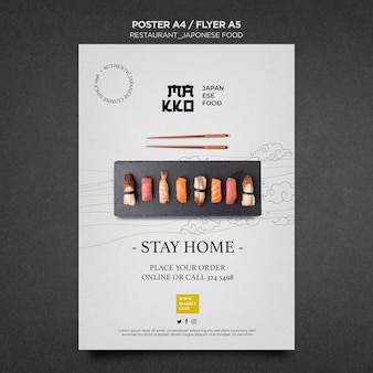 Stay home and eat sushi poster print template