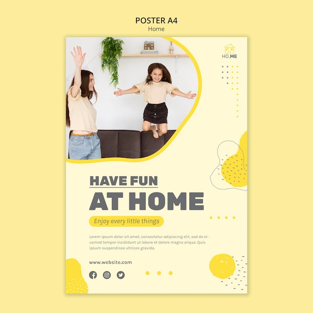 Free PSD stay at home poster template