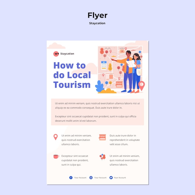 Free PSD staycation concept flyer template