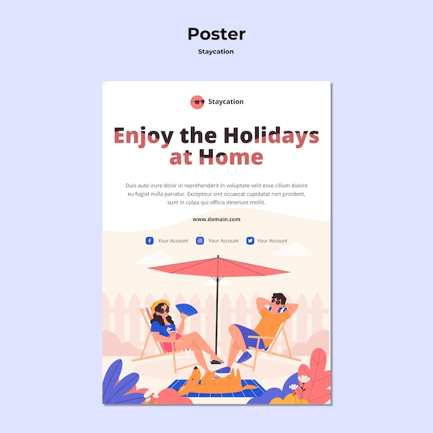 Free PSD staycation concept poster design