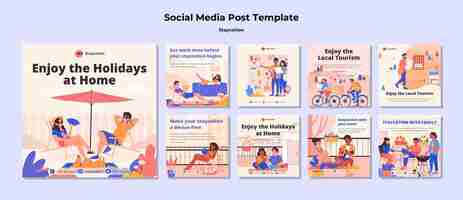 Free PSD staycation concept social media post