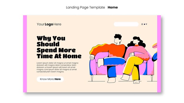 Staying at home landing page template