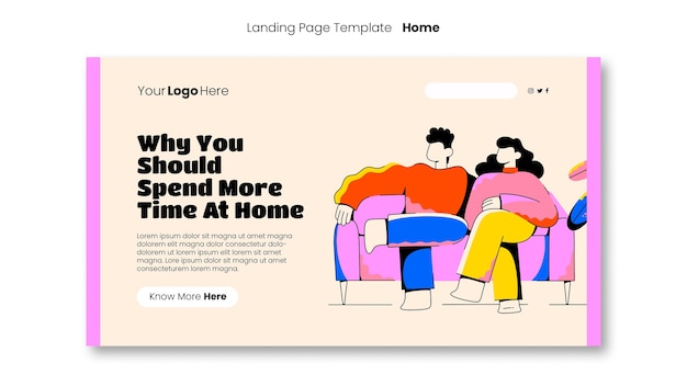 staying at home landing page template