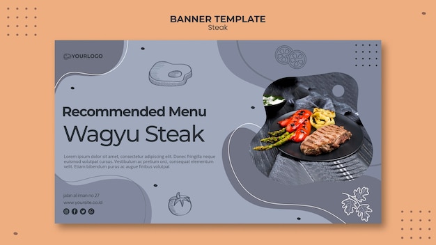 Бесплатный PSD Дизайн шаблона баннера стейк