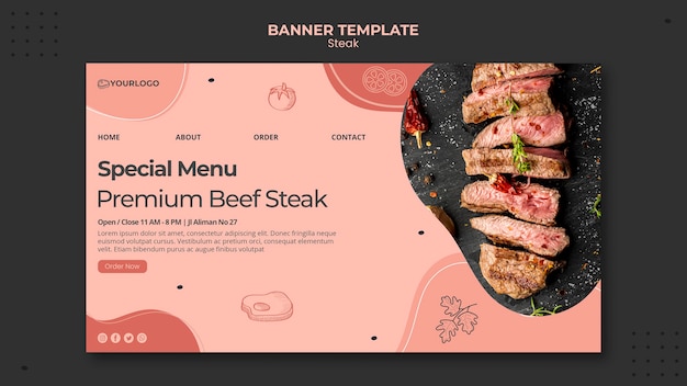 Free PSD steak banner template theme