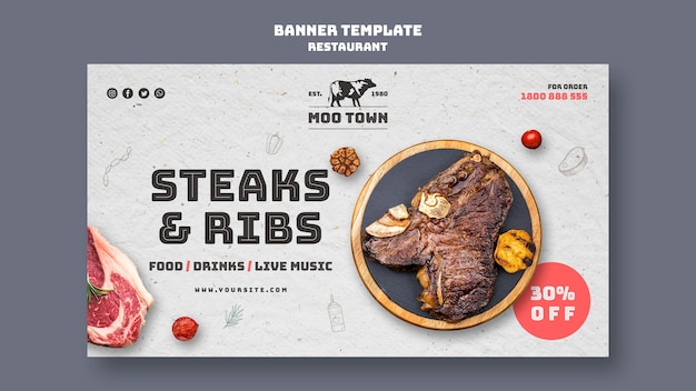 Steak restaurant banner template