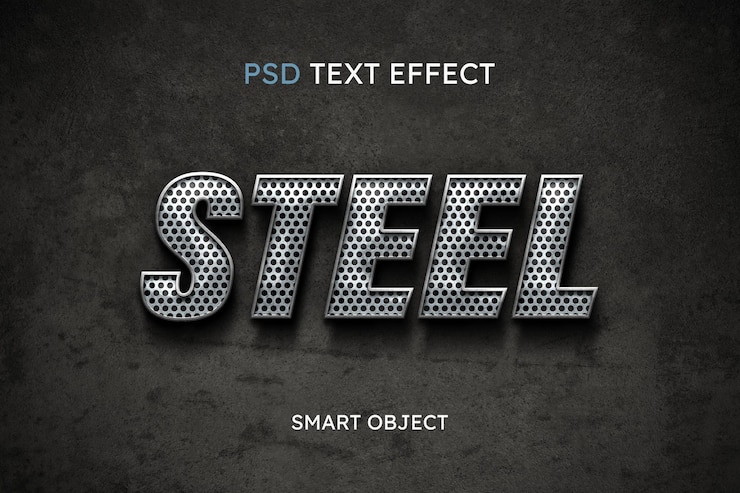 Free PSD steel text style effect