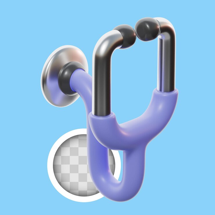 Free PSD stethoscope measuring blood pressure 3d illustration