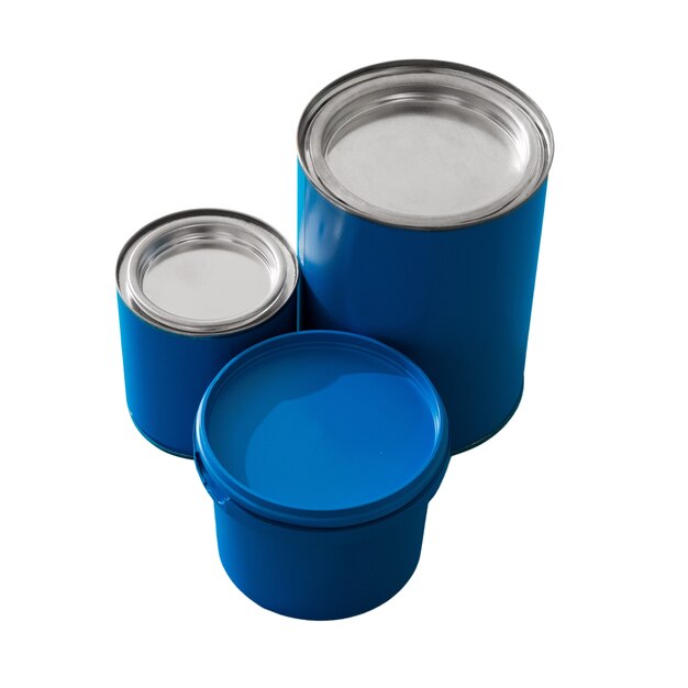 Still life of colorful paint can isolated