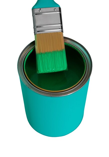 Still life of colorful paint can isolated