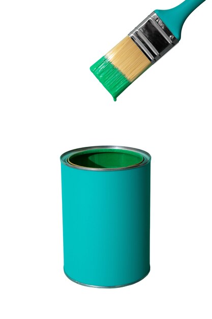 Still life of colorful paint can isolated