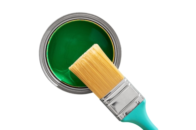 Still life of colorful paint can isolated
