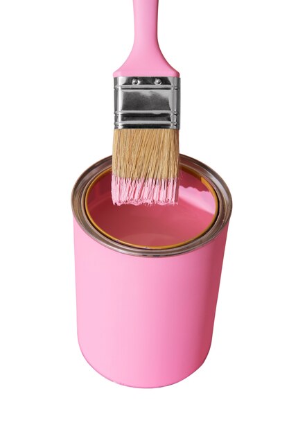 still life of colorful paint can isolated