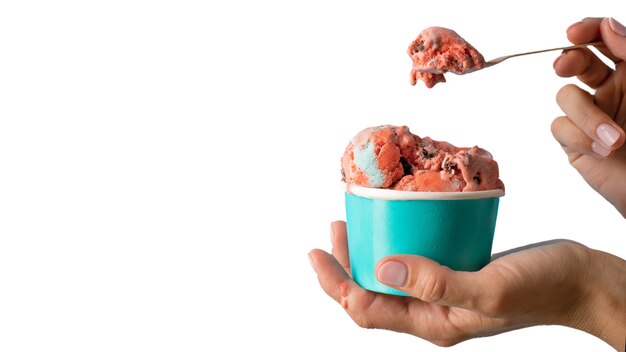 Still life of cookies and ice cream in bowl