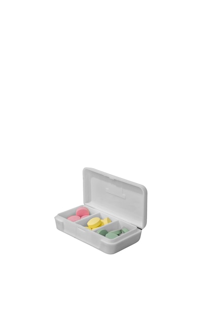 Free PSD still life of pill box isolated