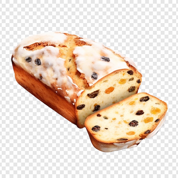 Stollen fruit cake isolated on transparent background