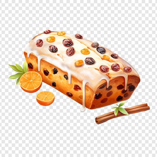 Free PSD stollen fruit cake isolated on transparent background