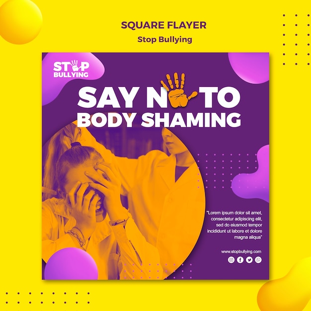 Stop body shaming square flyer print template